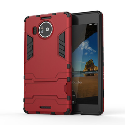 

Red Slim Robot Armor Kickstand Shockproof Hard Rugged Rubber Back Case For Microsoft Lumia 950 XL