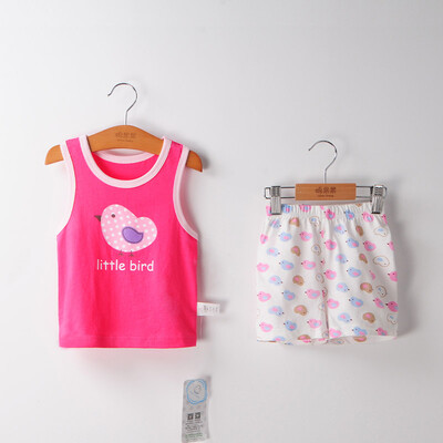 

Cotton fruit fruit Q'ton baby suit female baby cartoon bird cotton vest suit M203306216372 rose red bird 110 yards