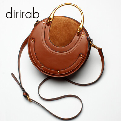 

Dirirab genuine leather women's shoulder bag round bag handbag small round bag cowhide diagonal package pig bag rivets fashion