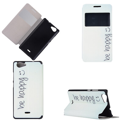 

Butterfly Smile Design PU Leather Flip Cover Wallet Card Holder Case for Wiko Pulp Fab