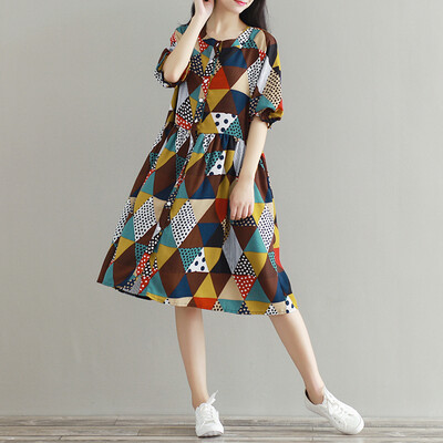 

CITYPLUS Arts&Senality Department of geometric printing loose five sleeves dress CWQZ172452 red L