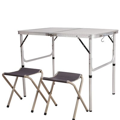

Red camp aluminum alloy outdoor folding tables&chairs suit portable split chair picnic barbecue table 1 table 2 chair Lu ice 90 60 70
