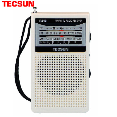 

Tecsun R-218 Radio Sound Full Band Старые телевизионные звуки Радио FM AM Портативный вещательный канал (белый)