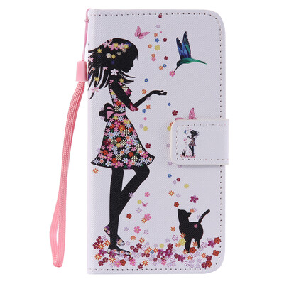 

Girl&Cat Design PU Leather Flip Cover Wallet Card Holder Case for LG K10