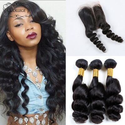 

Ccollege Hair Company Cheap Loose Wave Human Hair 100G Bundles 3Pcs With Lace Closure Malaysian Hair Weaving On Sale Free Shipping