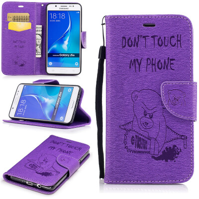 

Purple Bear Style Embossing Classic Flip Cover with Stand Function and Credit Card Slot for Samsung GALAXY J5 2016/J510