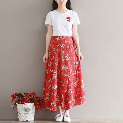 

City Plus CITYPLUS Arts Fan Fashion White T-shirt with Chiffon Knee Flower Skirt Two-piece set CWQZ174455 Yellow L