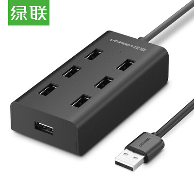 

Зеленый Альянс (UGREEN) USB2.0 7-портовый концентратор HUB Splitter для ноутбуков Один-на-один многофункциональный концентратор / конвертер расширения с интерфейсом питания 1,5 м Черный 30375