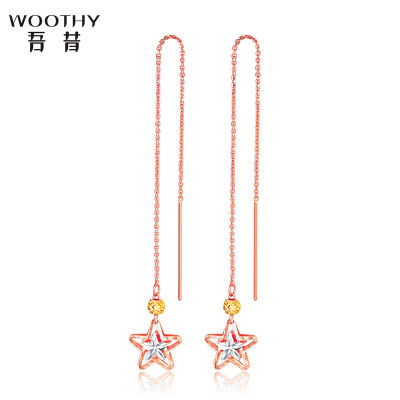 

Mythion 18K gold ear nail earrings female 18K rose gold color gold five-pointed star earrings ear color gold three-color about 78mm