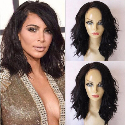 

Brazilian virgin short lace front wigs with baby hair wavy glueless lace front human hair bob wig for black women