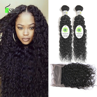 

360 Lace Frontal With Bundle Brazilian Water Wave 360 Frontal With Bundles Curly Weave Hair Brazilian Virgin Hair With Closure