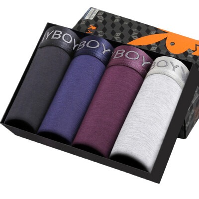 

PLAYBOY Mens Underwear 4 Pack Gift Set Elastic Loose Boxer Briefs