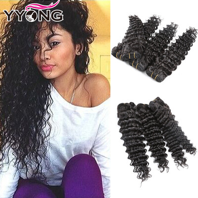 

Grade 8A Brazilian Deep Wave Virgin Hair 4 Bundles YYONG Hair Products 4 Thick Brazilian Hair Bundles Natural Black Hair Bundles