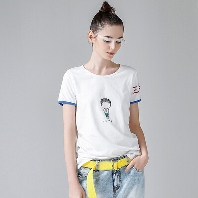 

Новичок TOYOUTH Art Nostalgic Студенческая мультяшная печатная футболка 8620131802 Beige M