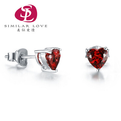 

Similar to love S925 silver mosaic earrings heart shaped natural garnet earrings love to pass gifts