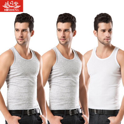 

BOSIDENG men&39s vest cotton breathable sports fitness vest male three pieces 2 gray 1 white