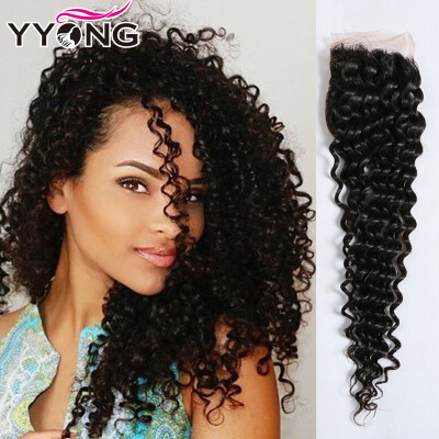 

YYONG Middle/Free/Three Part Lace Closure Peruvian Deep Curly Hair Lace Top Closure 100% Human Hair Lace Closure Free Shipping