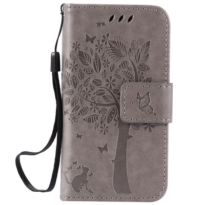 

Gray Tree Design PU Leather Flip Cover Wallet Card Holder Case for IPHONE 4