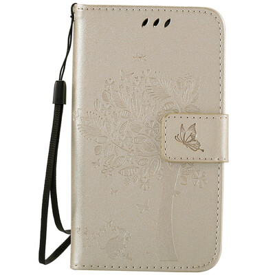 

Gold Tree Design Кожа PU флип крышки Кошелек Карты Держатель чехол для LG K4