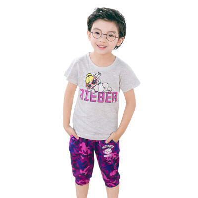 

Yu Zhaolin YUZHAOL boys T-shirt summer children's short-sleeved pants suit M426617 camouflage purple 140 yards