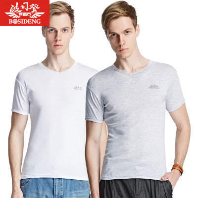 

BOSIDENG men&39s T-shirt BJN78045 cotton sweater men breathable bottoming shirt 2 pieces of multi-color equipment a gray&white