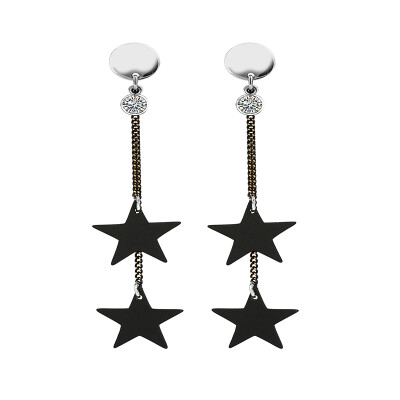 

Xinguang jewelry stars fashion mute black star long earrings European and American dark personality design ear studs