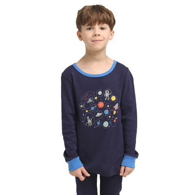 

VIV & LUL Children's underwear sets Men's underwear sets Baby autumn clothes Crouchs pajamas sets DV418318 Cangqing 110cm