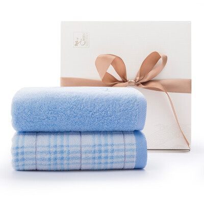 

Grace towels home textiles soft cotton water soft beauty towel towel gift box two pieces of blue 100g Article 74 34cm