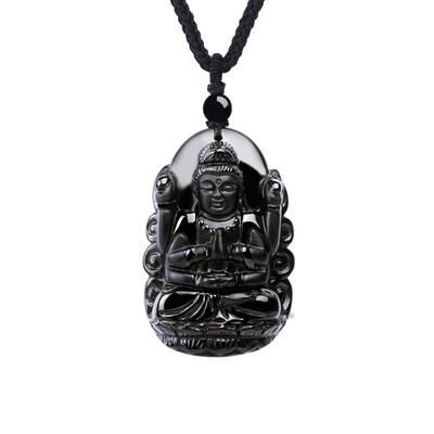 

Stone head (istone) obsidian cattle tiger virtual possession of the Buddha jade pendant