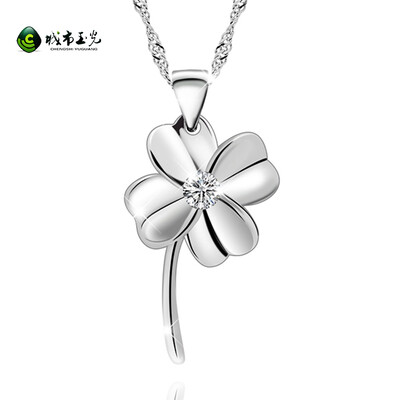 

City Jade S925 Silver Clover Necklace Pendant