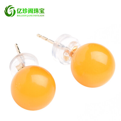 

Yijin Pavilion 18K gold set beeswax earrings female amber earrings