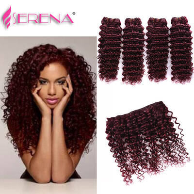 

4pcsLot Red Human Hair Bundles Free Ship Xuchang FUNKY Hair 4PcsLot Brazilian 99j Deep Wave Burgundy Curly Hair Cheap Brazilia