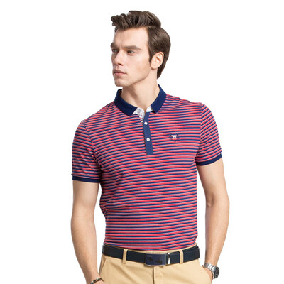 

Camel (CAMEL) мужские летние бизнес случайные полоски вышитые стандартные поло с короткими рукавами футболка X7B201220 темно-красный M