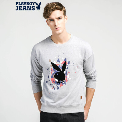 

Playboy PLAYBOYJEANS outdoor casual men's round neck sweater Korean male 53107007 gray