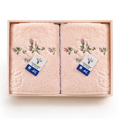 

Golden Cotton Fresh Elegant Rose Two Towels Gift Box 2185H Red