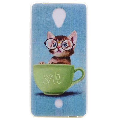 

Glasses cat Pattern Soft Thin TPU Rubber Silicone Gel Case Cover for Wiko U Feel