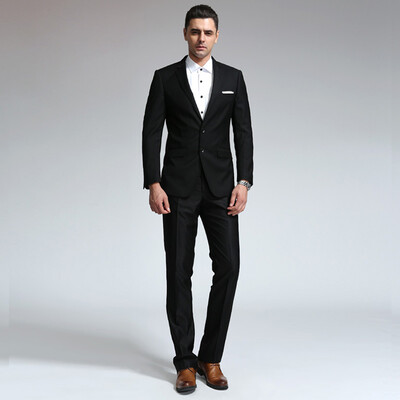 

ANGELOYANG men's suit suit men's Korean version of the business leisure professional decoration suit suit suit 120 black S / 165B