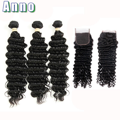 

2016 Rushed Hot Sale Pure Color Brazilian Virgin Hair Hair Brazilian Deep Wave With Closure 7a With 3 Bundles With