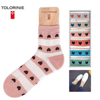 

Jingdong supermarket] TOLORINIE leisure cotton socks combed cotton jacquard female socks four seasons socks cotton socks [6 double] K0091