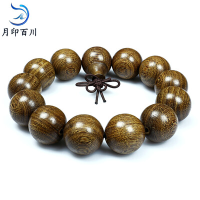 

Moon India century old material gold sand Tan sand beads hand string high density sandalwood beads bracelet