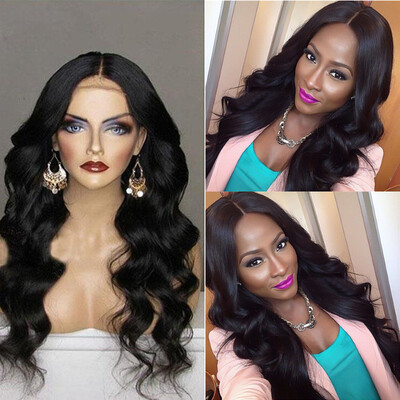 

Body wave lace front human hair wigs with baby hair brazilian virgin hair glueless lace front wavy wig for black women