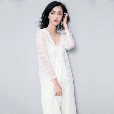 

Long Yue Women&39s Arts Knit Sweater Sweater Cardigan LWYC174207 White