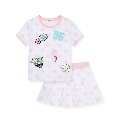 

Bala Bala (BALABALA) girls short-sleeved suit summer big boy children's clothing two-piece sleeved casual women 28192160151 red and white tone 120