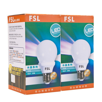 

Foshan Lighting (FSL) Светодиодная лампа Энергосберегающая лампа 5W Дневной свет 6500K E27 Crystal Series 2 Pack