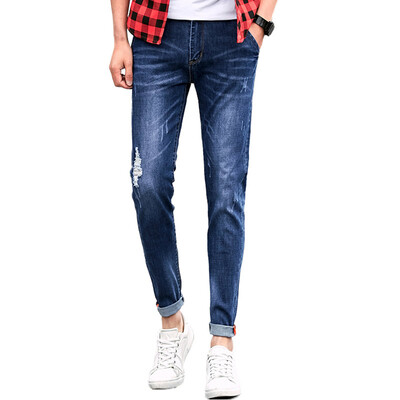 

GLO-STORY trend men's self-cultivation jeans young men's denim nine pants LNK71009 denim blue 31