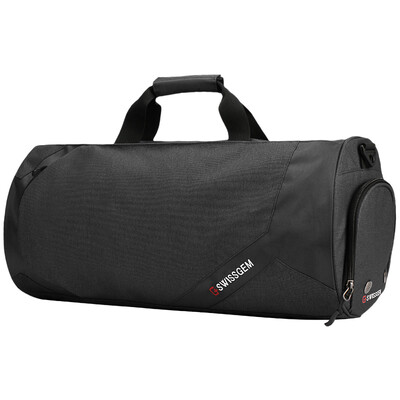 

SVVISSGEM travel bag large capacity outdoor travel hand luggage bag cylinder Messenger bag shoulder bag fitness training package men&women with separate shoe bag SA-9928C black