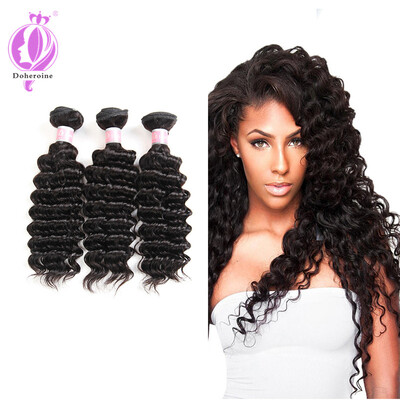 

Brazilian Deep Wave Hair Waves Extensions 3Bundles Deep Wave Virgin Hair Natural Color 8-28inch Mixed Length Human Hair Bundles