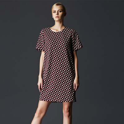 

Marc Rebecca short-sleeved dress freshly printed round neck Slim dress 52196E red print  code