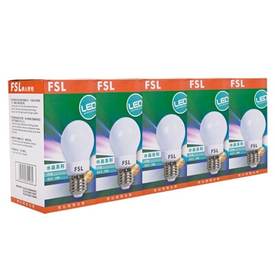 

Jingdong Supermarket] Foshan Lighting (FSL) LED Bulb Energy Saving Lamp 3W Daylight 6500K E27 Crystal Series 5 Pack