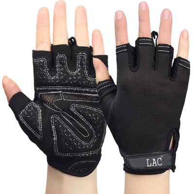 

LAC fitness gloves female equipment training dynamic cycling dumbbell horizontal bar anti-skid semi-finger movement gym breathable black L